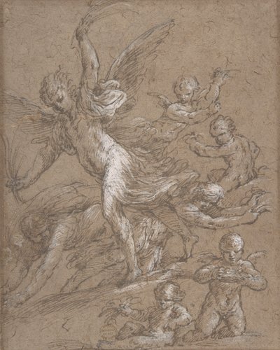 Enkelit ja Putti, 1600-luku. tekijältä Unbekannt