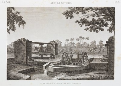 Animal Power Wheel -kastelujärjestelmä, Egypti, n. 1798 tekijältä Unbekannt