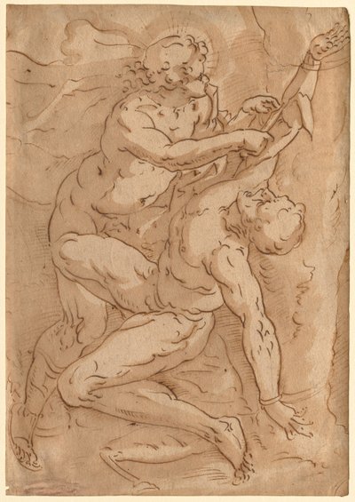Apollo Flaying Marsyas recto Kaksi luonnosta äidistä ja lapsesta verso, 1500-luku. tekijältä Unbekannt