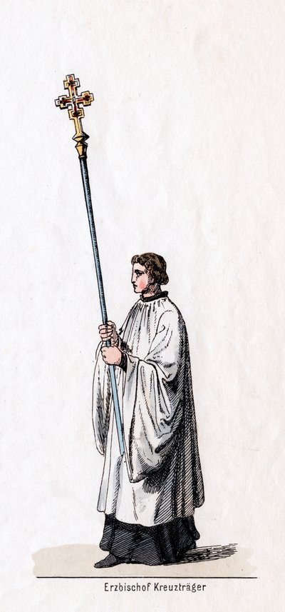 Arkkipiispan kantolaukku, pukusuunnittelu Shakespearen näytelmään, Henrik VIII, 1800-luku tekijältä Unbekannt