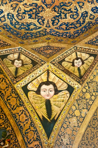 Armenian apostolinen kirkko; katto maalaus; kasvot siivet; kerubit ja serafit; Vankin katedraali; Jolfa tai New Julfa; Isfahan; Iran; Aasia tekijältä Unbekannt
