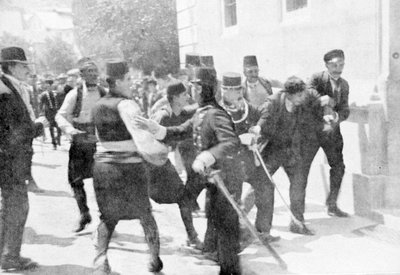 Arkkiherttua Franz Ferdinandin salamurhaajan Gavrilo Principin pidätys, 1914 tekijältä Unbekannt