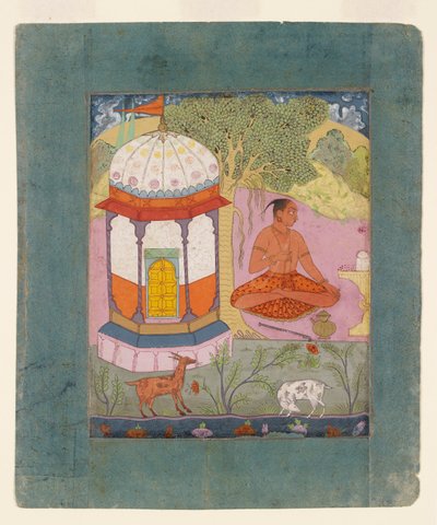 Askeettinen maisemassa, havainnollistaa musiikillista tilaa Bangali Ragini, c1675 tekijältä Unbekannt