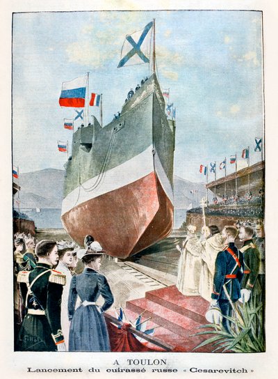 Toulonissa venäläisen taistelulaivan Cesarevitchin laukaisu, 1901 tekijältä Unbekannt