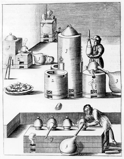 Athanor tai Slow Harry, itsesyöttävä uuni, joka ylläpitää vakiolämpötilaa, 1683 tekijältä Unbekannt