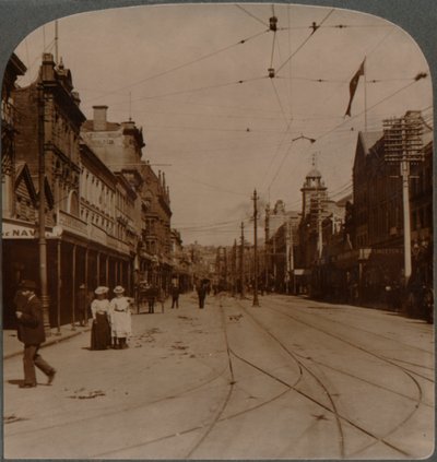 Aucklands Chief Business Road, Queen St., look S., Uusi-Seelanti, c1900 tekijältä Unbekannt