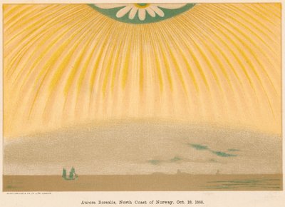 Aurora Borealis eli revontulet havaittu Pohjois-Norjasta, 10. lokakuuta 1868, 1906 tekijältä Unbekannt