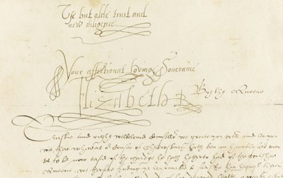 Kuningatar Elisabet I:n nimikirjoituskirje Marylle, Skotlannin kuningattarelle, 1584 tekijältä Unbekannt