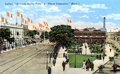 Avenida Saenz Pena ja Plaza Casanave, Callao, Peru, 1900-luku tekijältä Unbekannt