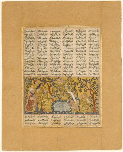 Bahram Guria viihdyttävät Barzinin tyttäret, Folio Shahnamasta..., 1300-1330. tekijältä Unbekannt
