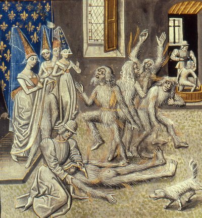 Jean Froissartin Bal des Ardents -miniatyyri Grandes Chroniques de Francesta, 1400-luku. tekijältä Unbekannt