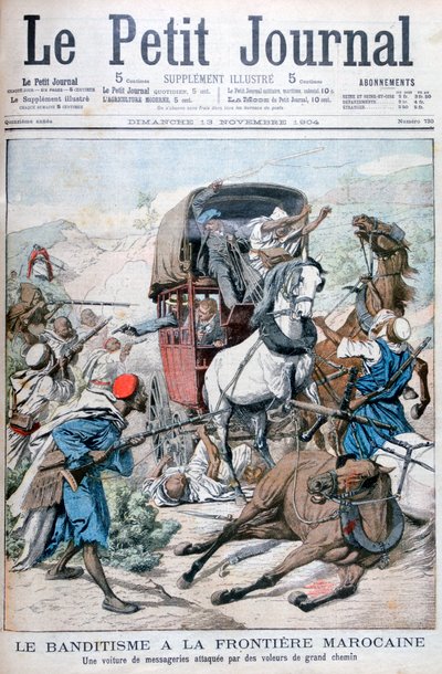 Rosvot hyökkäämässä postivaunuun Marokon rajalla, 1904 tekijältä Unbekannt