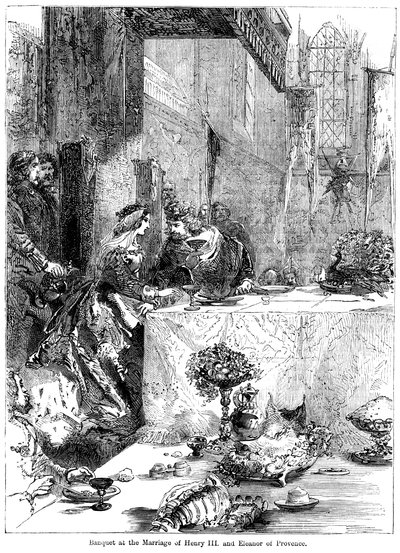 Juhlat kuningas Henrik III:n 1207-1272 ja Provencen Eleanorin häissä c1223-1291, 1236 tekijältä Unbekannt