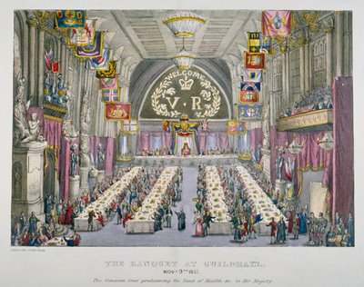Juhla Guildhallissa kuningatar Victorian kunniaksi Lontoon Cityssä, 1837 tekijältä Unbekannt