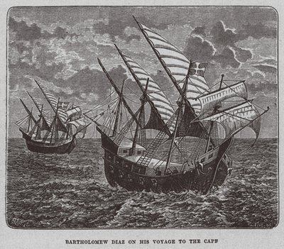 Bartholomew Diaz matkallaan Etelä-Afrikkaan, 1878 tekijältä Unbekannt