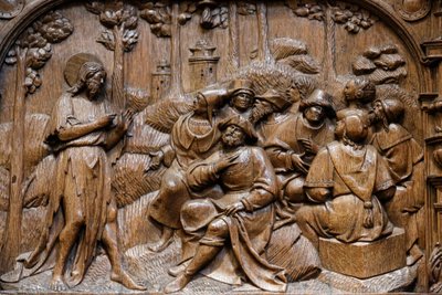 Pyhän Denisin basilika, Goillonin kappelin kojut (1500-luvun alku), Kuvaus Jeesuksesta ilmaisemassa itseään vertauksissa Palestiinan asukkaiden edessä, Saint-Denis, Ranska tekijältä Unbekannt