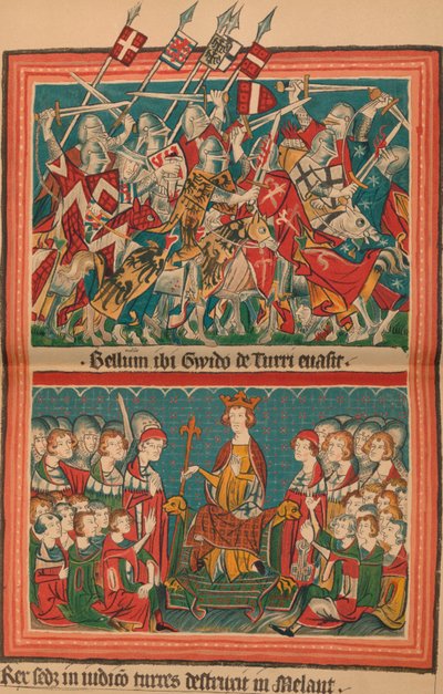 Taistelu ja tuomioistuin Henry VII:n March On Rome -tapahtumassa: Sivu Codex Balduinista, tekijältä Unbekannt