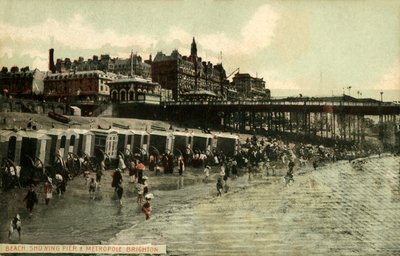 Beach Showing Pier & Metropole, Brighton, 1800-luvun loppu - 1900-luvun alku. tekijältä Unbekannt