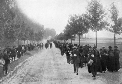 Belgialaiset pakenevat Termondesta, ensimmäinen maailmansota, 1914, 1920 tekijältä Unbekannt