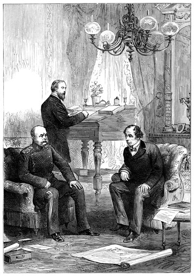 Benjamin Disraeli 1804-1881 tapaaminen Otto von Bismarckin kanssa 1815-1898, Berliini, 1878 tekijältä Unbekannt