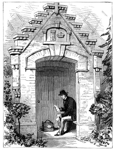 Benjamin Disraeli 1804-1881 lukemassa kirjeitä Hughenden Lodgen kuistilla, 1800-luku tekijältä Unbekannt