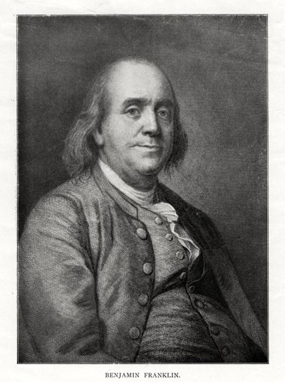 Benjamin Franklin, amerikkalainen valtiomies, kirjailija ja tiedemies, 1900-luku tekijältä Unbekannt