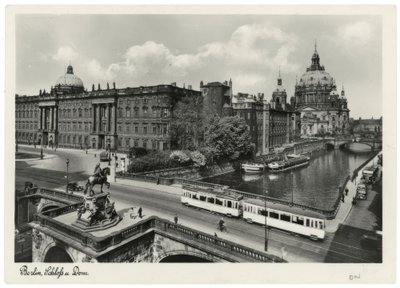 Berliini, kaupungin palatsi Kurfürstenbrückellä ja katedraalilla / valokuvapostikortti noin 1937/38 tekijältä Unbekannt