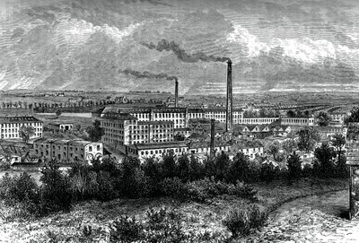 Bessbrook Mills and village, County Armagh, Irlanti, 1880 tekijältä Unbekannt