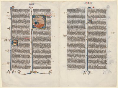 Bifolium Raamatusta: Alkuperäinen E[t factum est] Hesekielin kanssa, n. 1290. tekijältä Unbekannt