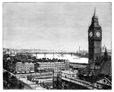 Big Ben ja parlamenttitalo, Westminster, Lontoo, 1870 tekijältä Unbekannt