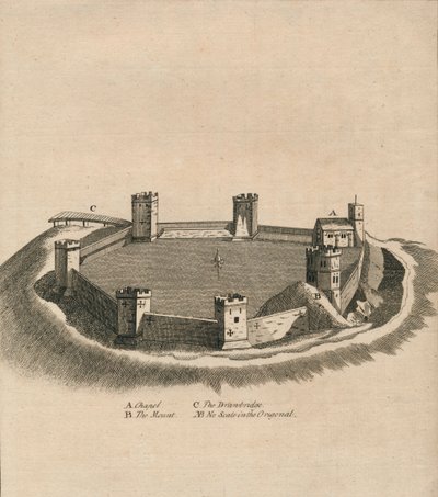 Lintuperspektiivinäkymä Oxfordin linnasta Oxfordshiressä, 1800 tekijältä Unbekannt