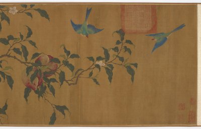 Lintuja persikan oksien keskellä, Qing-dynastia, 1700-luku. tekijältä Unbekannt