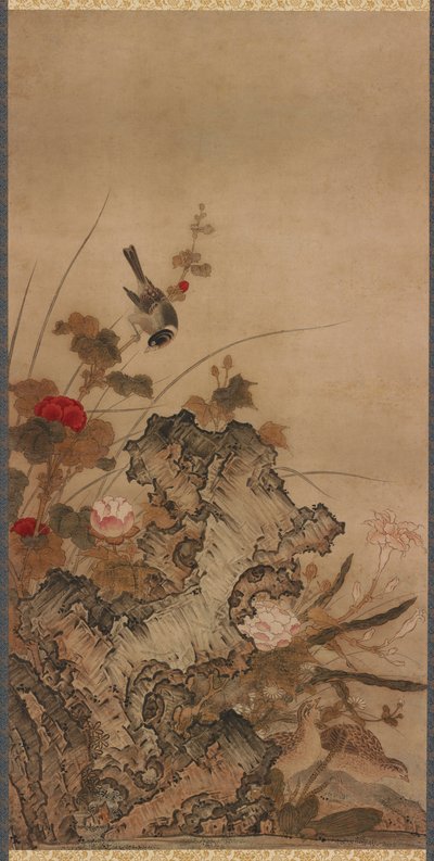 Linnut ja kukat, Edo-kausi, 1700-luku. tekijältä Unbekannt