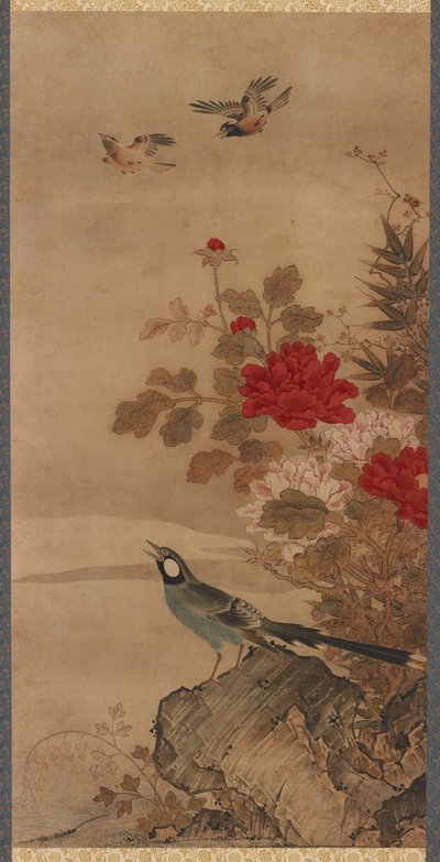 Linnut ja kukat, Edo-kausi, 1700-luku. tekijältä Unbekannt
