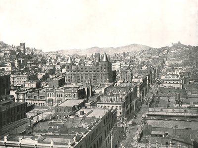 Lintuperspektiivinäkymä Chronicle Buildingin tornista, San Francisco, USA, 1895. tekijältä Unbekannt