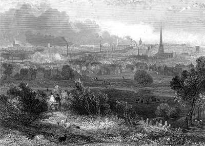 Birmingham etelästä katsottuna näyttää savupiippuja, c1860 tekijältä Unbekannt