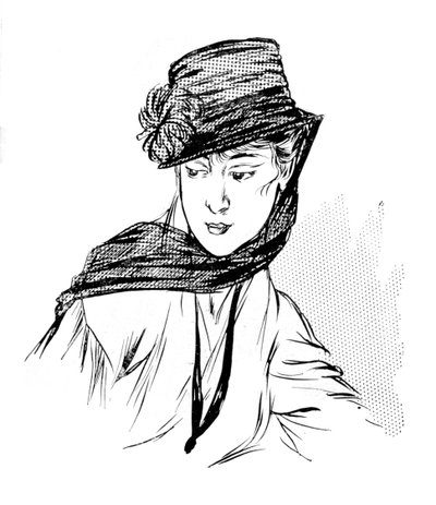Musta kreppihattu silkkikrysanteemilla ja suruhunnulla, 1915 tekijältä Unbekannt