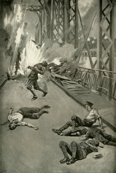 Sillan räjäyttäminen Aisnen poikki Soissonsissa, 1919. tekijältä Unbekannt