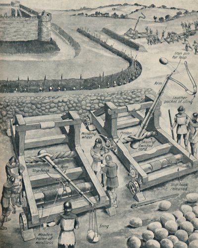Linnoituksen pommittaminen Saxon Timesissa, vuodelta 1934 tekijältä Unbekannt