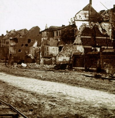 Pommitetut rakennukset, Nieuwpoort, Flanderi, Belgia, c1914-c1918 tekijältä Unbekannt