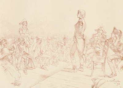 Bonaparte puhuu jakobiiniklubille Korsikassa, c1789, 1896 tekijältä Unbekannt