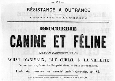 Boucherie Canine et Feline, Pariisin kommuunin ranskalaisista poliittisista julisteista, toukokuu 1871 tekijältä Unbekannt