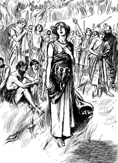 Boudicca Boadicea 100-luvun brittiläinen Icenien kuningatar, kokoamassa joukkojaan, 1900 tekijältä Unbekannt