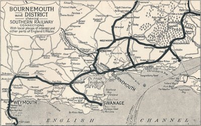 Bournemouth ja District, näyttävät eteläisen rautatieyhteyden, 1929 tekijältä Unbekannt
