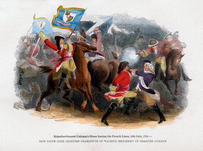 Prikaatikenraali Cadogans Horse pakotti Ranskan linjan, 18. heinäkuuta 1705 tekijältä Unbekannt