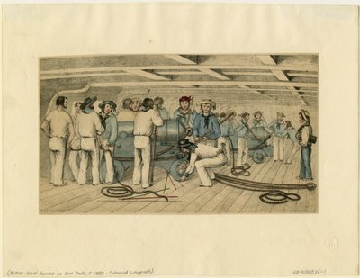 Brittiläiset laivaston tykkimiehet tykikannella, n. 1850 tekijältä Unbekannt