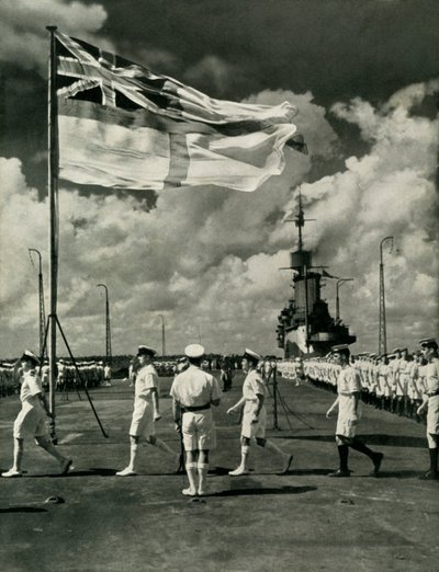 Brittiläisiä merimiehiä lentotukialuksen kannella, toinen maailmansota, vuodelta 1943. tekijältä Unbekannt