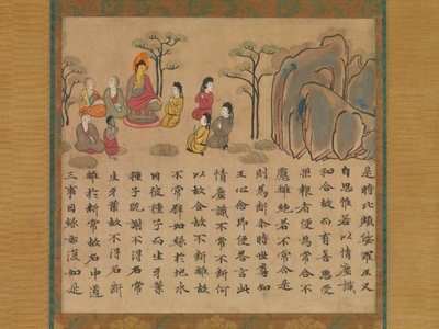 Buddha Preaching, osa kuvitetusta sutrasta menneisyydestä ja nykyhetkestä..., 800-luvun puoliväli. tekijältä Unbekannt