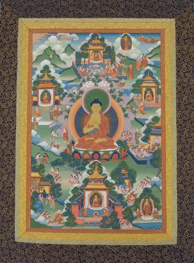 Buddha istuu lootusjalustalla, 1800-luku. tekijältä Unbekannt