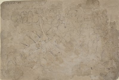 Sillan rakentaminen Lankaan, 1700-luvun puoliväli. tekijältä Unbekannt